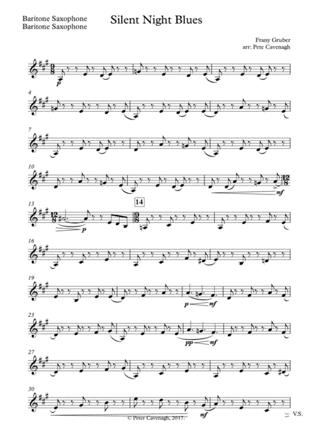 Silent Night Blues for Saxophone Quintet 2017 Holiday Contest Entry (arr. Pete Cavenagh)