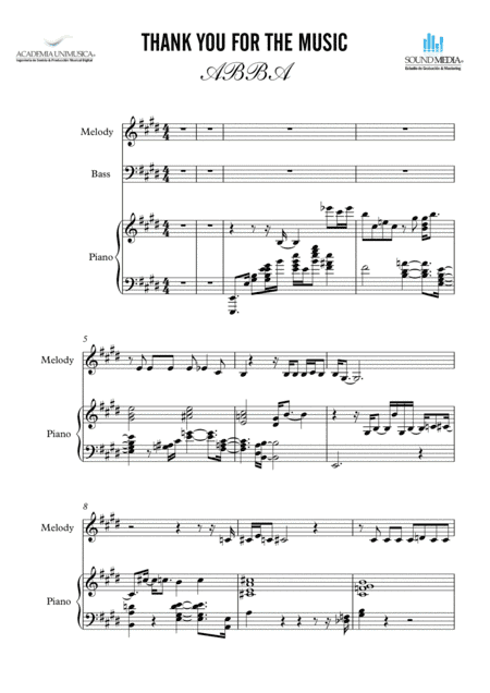 Thank You For The Music - Score Only (arr. Unimusic Group)