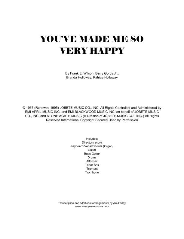 You've Made Me So Very Happy (arr. Jim Farley www.arrangementsone.com)