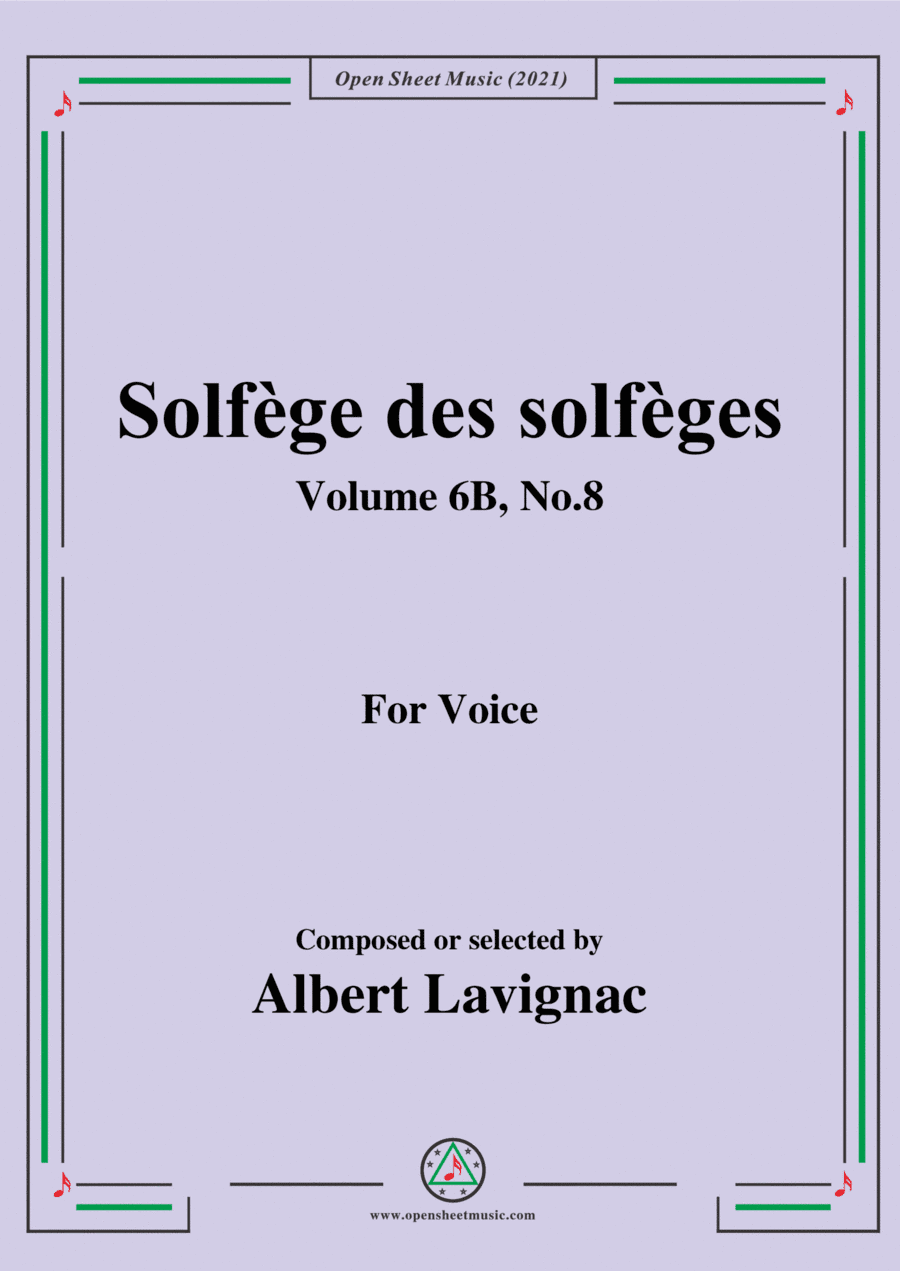 Lavignac-Solfege des solfeges,Volume 6B No.8,for Voice (arr. Open Cloud)