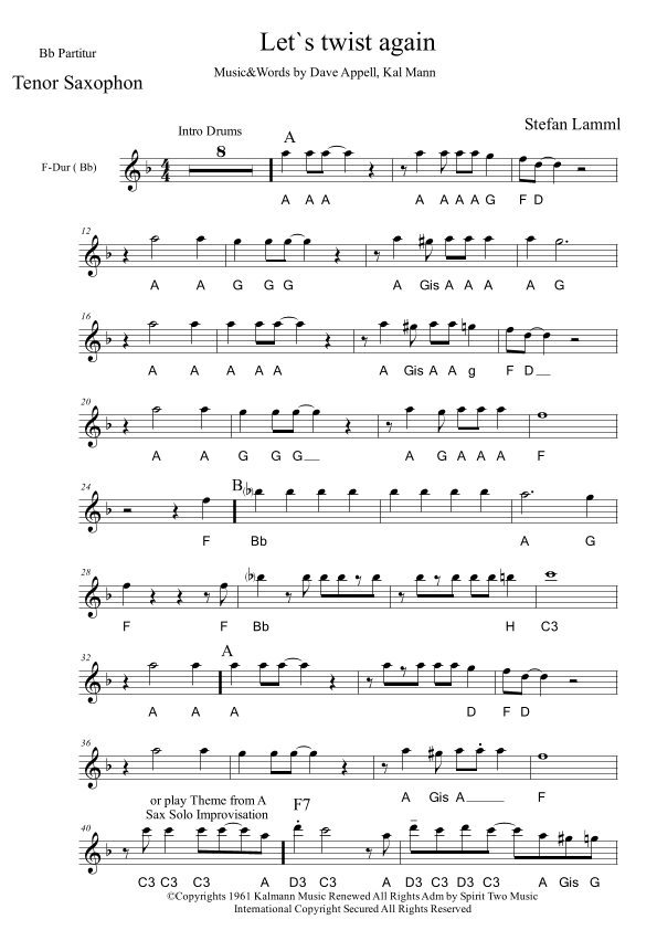 Let's Twist Again (arr. Stefan Lamml)