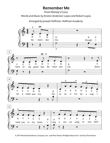 Remember Me (ernesto De La Cruz) (arr. Joseph Hoffman, Hoffman Academy)