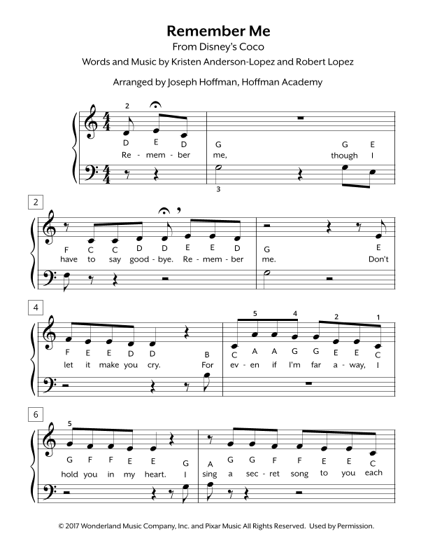 Remember Me (ernesto De La Cruz) (arr. Joseph Hoffman, Hoffman Academy)