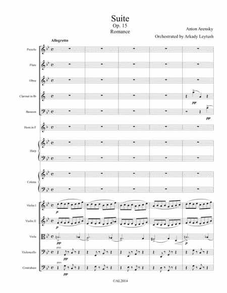 A. Arensky - Suite #1 in F major, op. 15,  #1. Romance, Orchestrated by A. Leytush