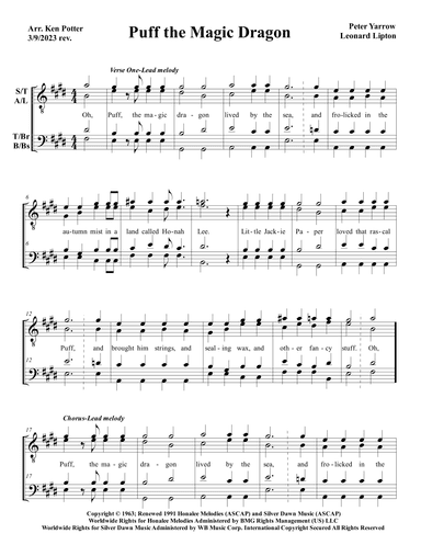 Puff The Magic Dragon (arr. Ken Potter)