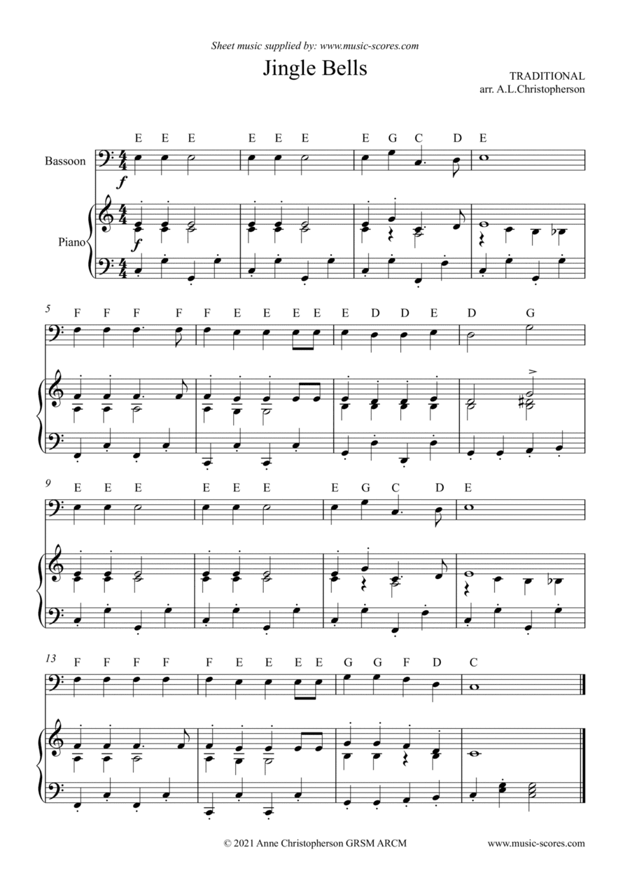 Jingle Bells - Very Easy Bassoon (arr. Anne L Christopherson GRSM ARCM)