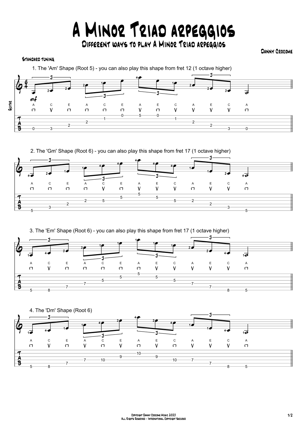 A Minor Triad Arpeggios (5 Ways to Play)