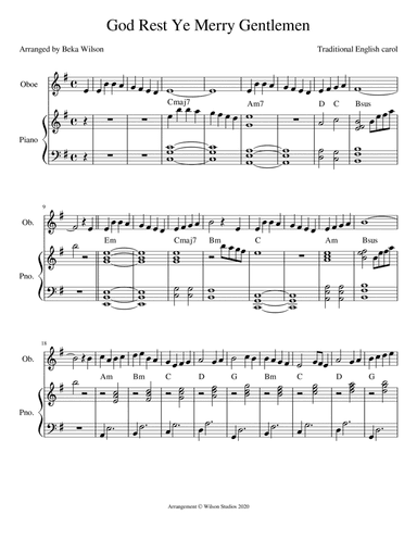 God Rest Ye Merry Gentlemen--oboe solo (arr. Beka Wilson)