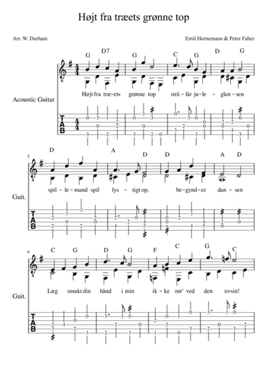 Højt fra træets grønne top - for fingerstyle guitar (arr. Big Bill Durham)