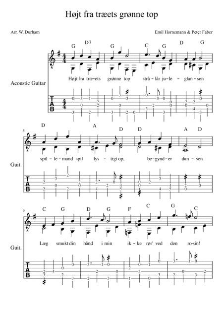 Højt fra træets grønne top - for fingerstyle guitar (arr. Big Bill Durham)