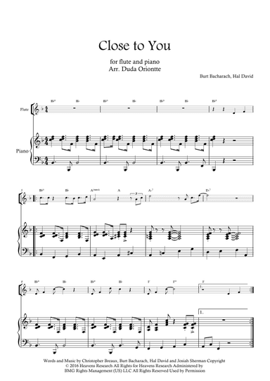 Close To You (arr. Duda Oriontte)