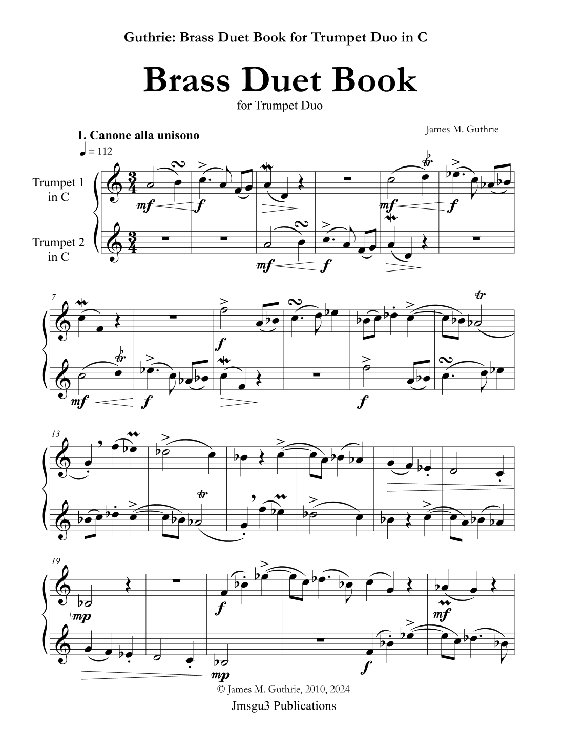 Guthrie: Brass Duet Book for Trumpet Duo