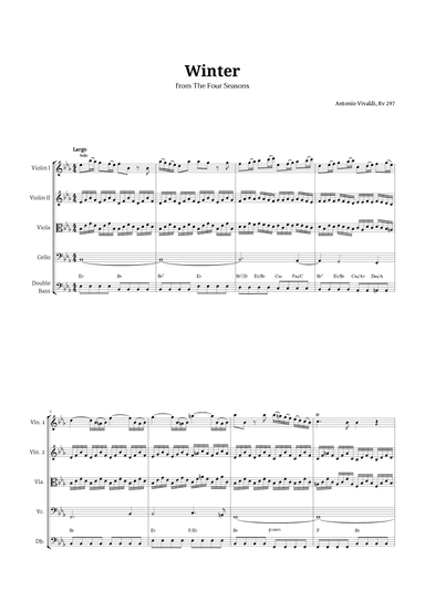 Largo from Winter by Vivaldi for String Quintet with Chords (arr. Langanho)