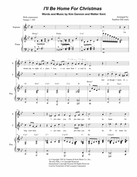 I'll Be Home For Christmas (arr. Stephen DeCesare)