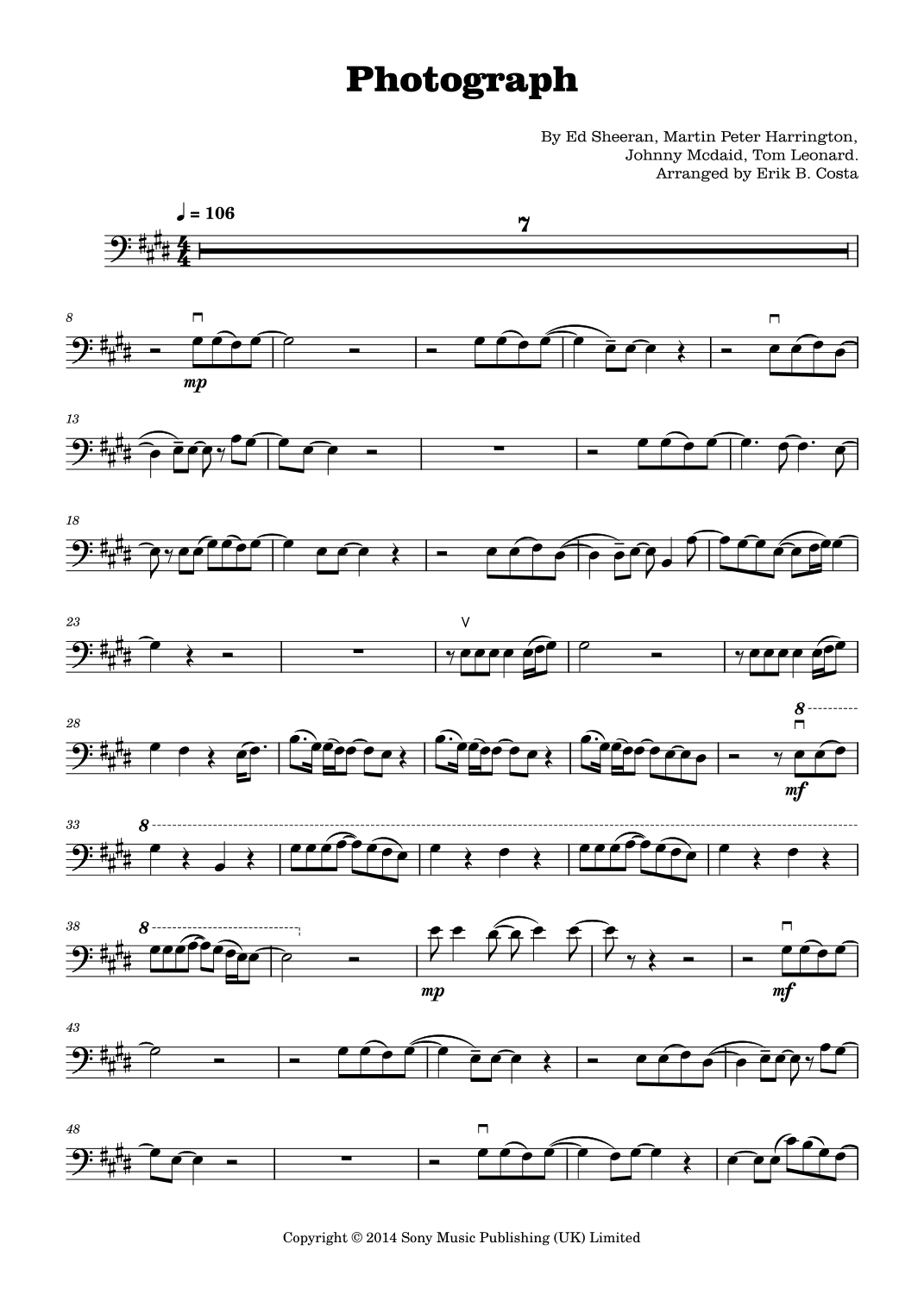 Photograph (arr. Erik B. Costa)