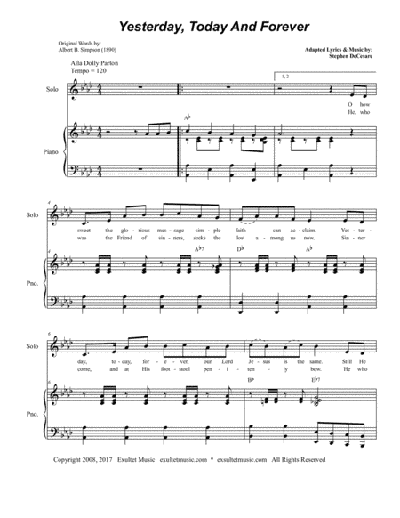 Yesterday, Today and Forever (Solo with Unison choir)