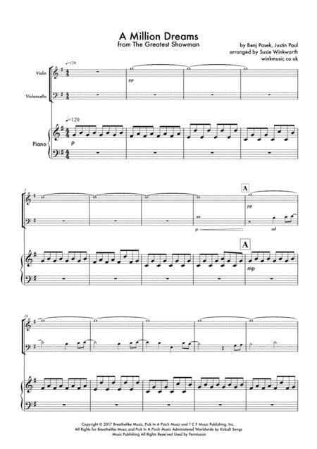 A Million Dreams (arr. Susie Winkworth winkmusic.co.uk)