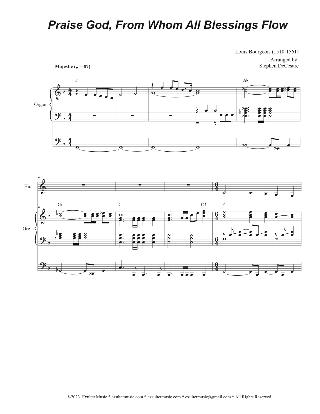 Praise God, From Whom All Blessings Flow (Duet for Bb-Trumpet and French Horn) (arr. Stephen DeCesare)