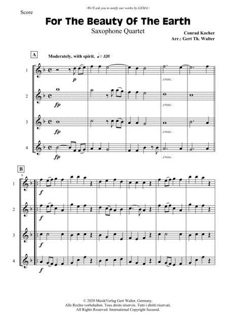For The Beauty Of The Earth (arr. Gert Th. Walter)