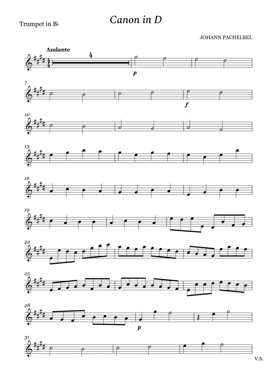 Canon in D for Trumpet in Bb (arr. Cássio Silva Chaves)