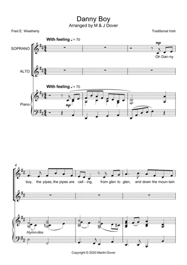 O Danny Boy (Londonderry Air) - SA - Two Part Choir Upper Voices (arr. M & J Dover)