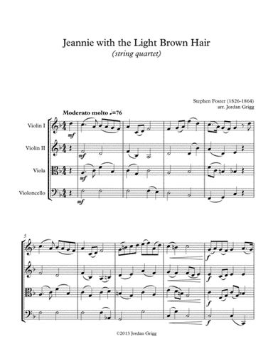 Jeanie with the Light Brown Hair (string quartet) (arr. Jordan Grigg)