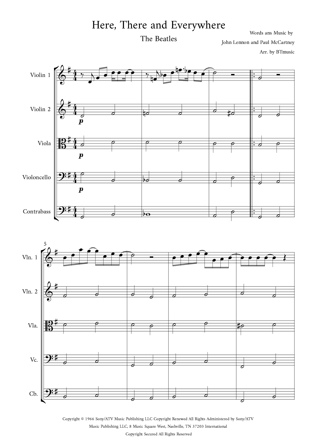 Here, There And Everywhere (arr. BTmusic)