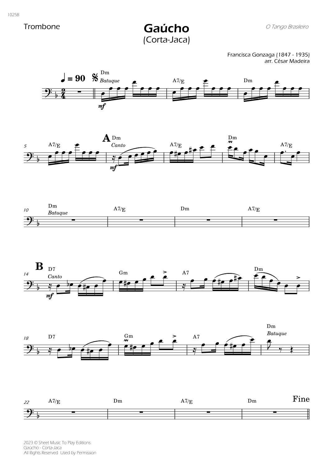 Gaúcho (Corta-Jaca) - Trombone Solo - W/Chords (arr. César Madeira)