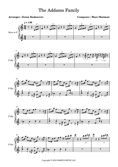 The Addams Family - Score (arr. Zoran Radanovic)