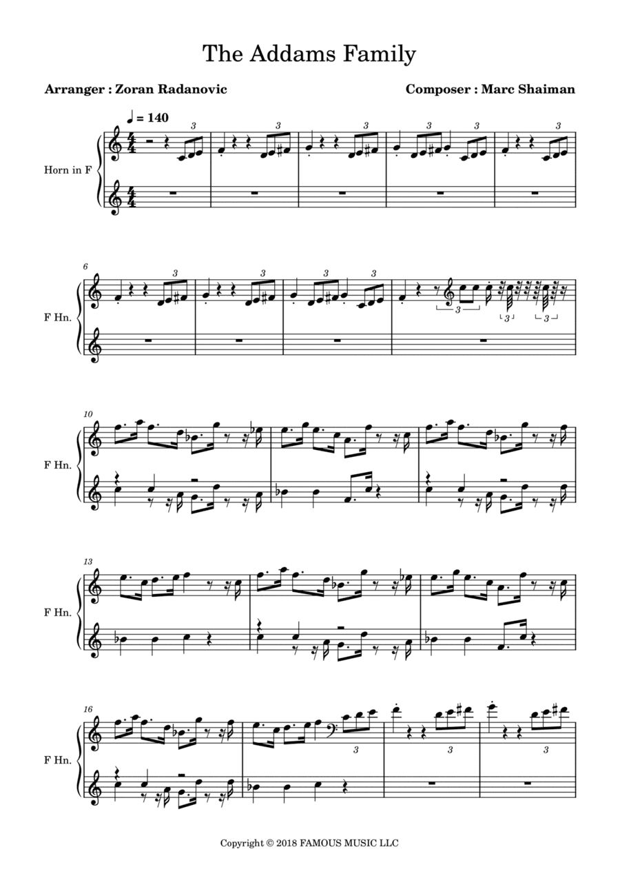 The Addams Family - Score (arr. Zoran Radanovic)
