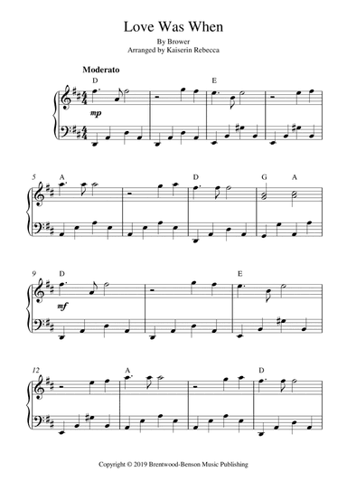Love Was When (arr. Kaiserin Rebecca)