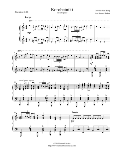 Korobeiniki (Korobushka) - for piano (arr. Samuel Stokes)
