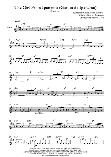 The Girl From Ipanema (garôta De Ipanema) (arr. Andrea Costa)