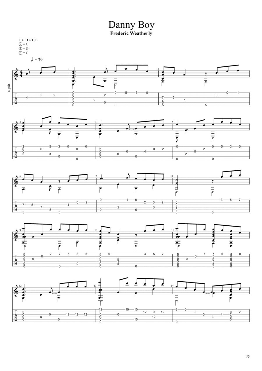 Danny Boy (Solo Fingerstyle Guitar Tab) (arr. Chris Richter)