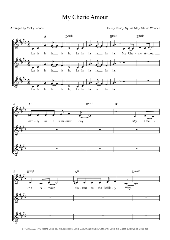 My Cherie Amour (arr. Vicky Jacobs)
