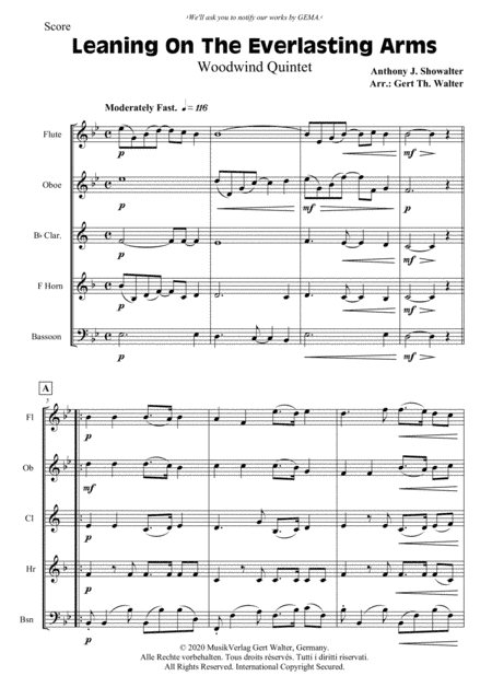Leaning On The Everlasting Arms (arr. Gert Th. Walter)