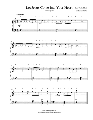 Let Jesus Come into Your Heart - for easy piano (arr. Samuel Stokes)