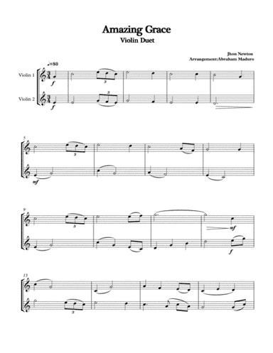 Amaizing Grace Violin Duet (arr. Abraham Maduro)