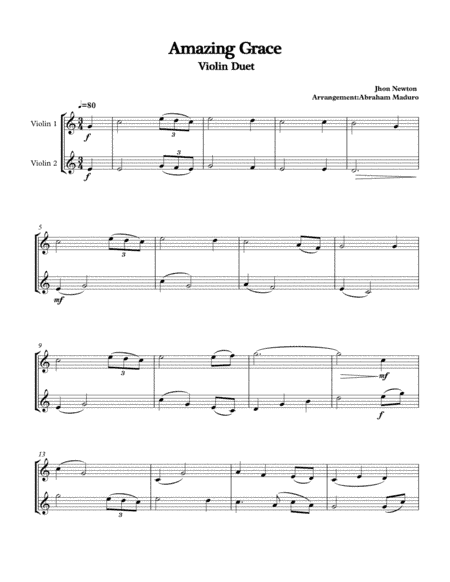 Amaizing Grace Violin Duet (arr. Abraham Maduro)