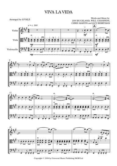 Viva La Vida (arr. Georgia Vale)