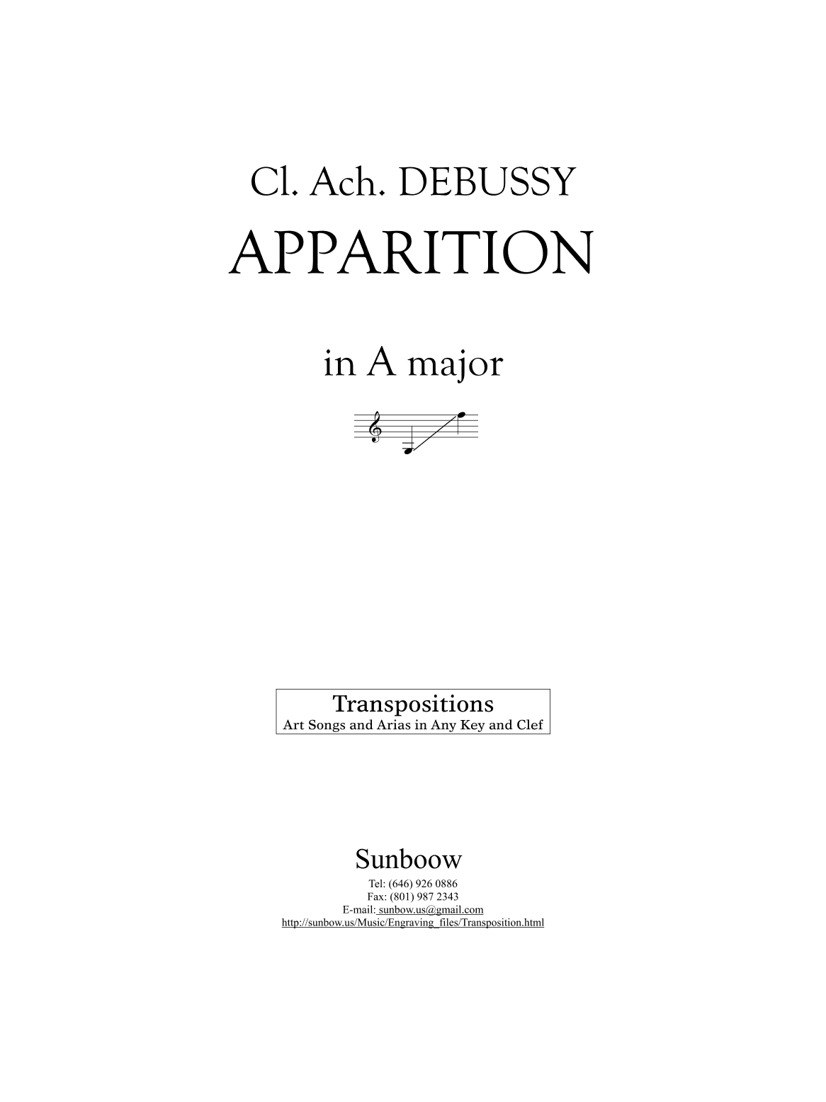 Debussy: Apparition (transposed to A major) (arr. Sunbow)