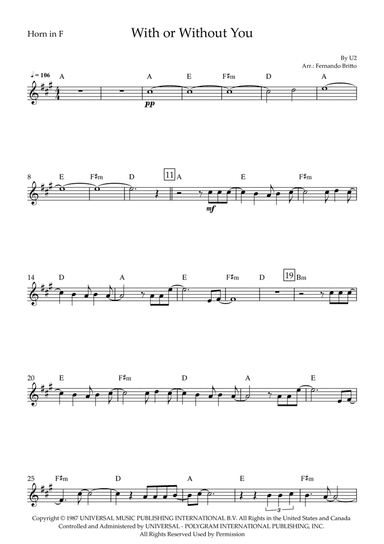 With Or Without You (arr. Fernando Britto)
