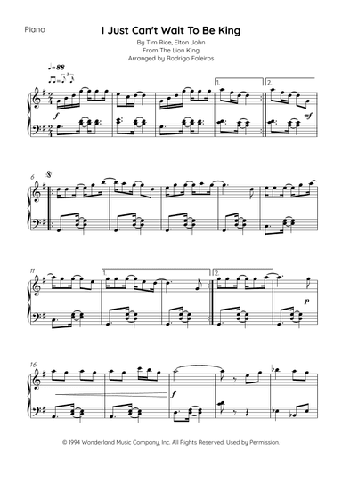 I Just Can't Wait To Be King (arr. Rodrigo Faleiros)