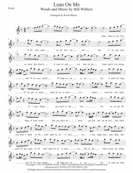 Lean On Me (arr. Kevin Busse)