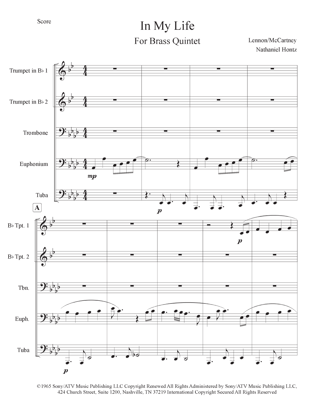 In My Life (arr. Nathaniel Hontz)