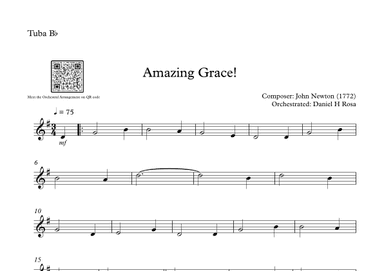 Amazing Grace How Sweet the sound - Easy Bb Tuba (arr. Daniel H Rosa)