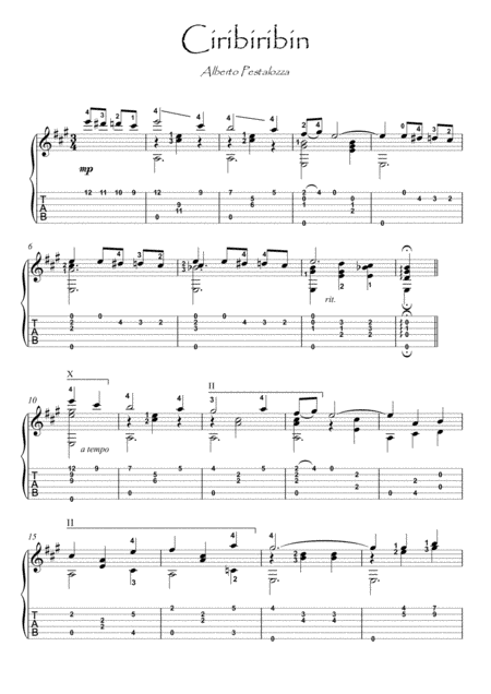 Ciribiribin guitar solo (arr. PianoSheetNow)