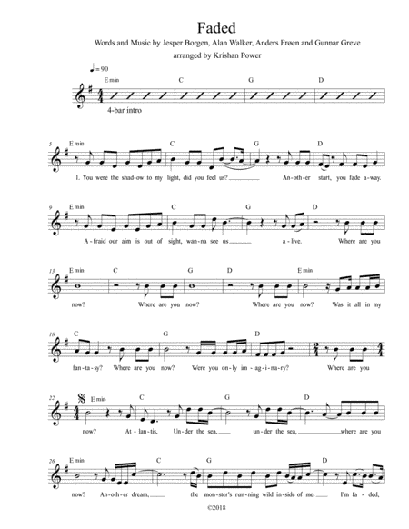 Faded (arr. Krishan Power)