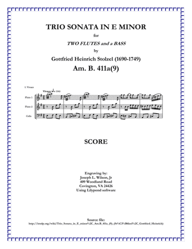 Stolzel Trio Sonata in E Minor Am. B. 411a(9) (arr. Joseph L. Wilson, Jr.)