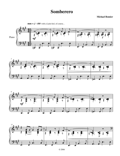 Somberero, a Latin jazz piano solo from Modern Solos